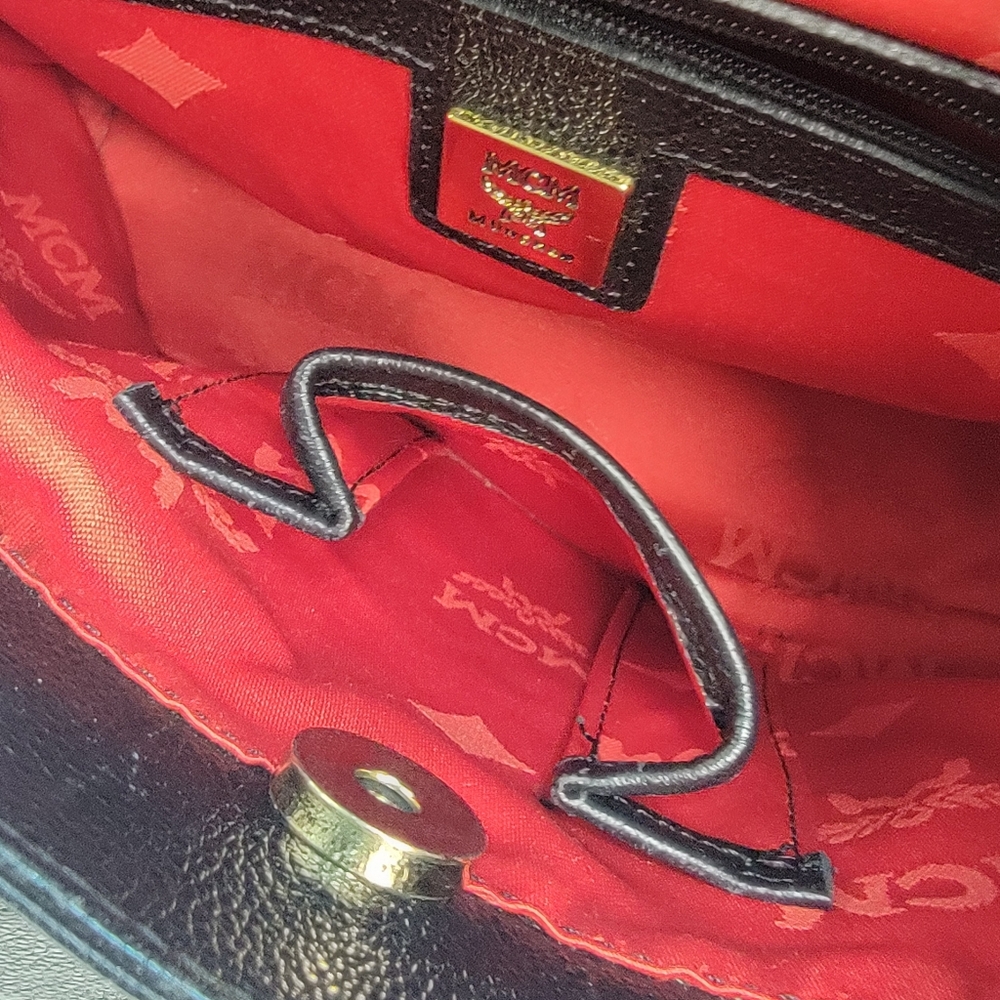 MCM Black Leather Munchen‎ Studded Satchel Tote Bag - Picture 11 of 13